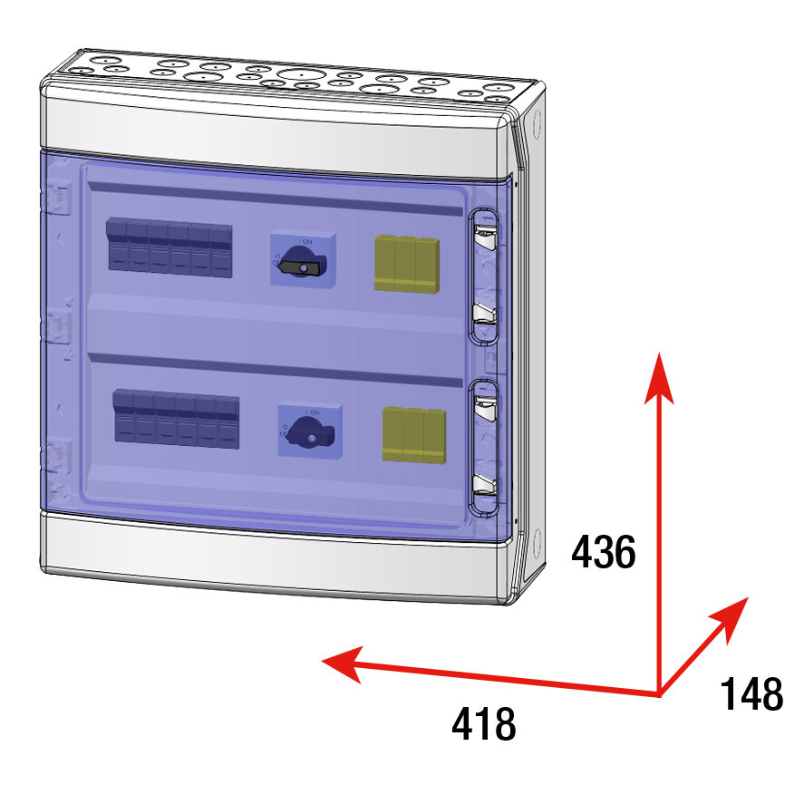 CAJA MODULAR GAVE CONEXIÓN PV - 3STRINGS 1000V FUS15A 2MPPT SALIDAS INDIVIDUALES