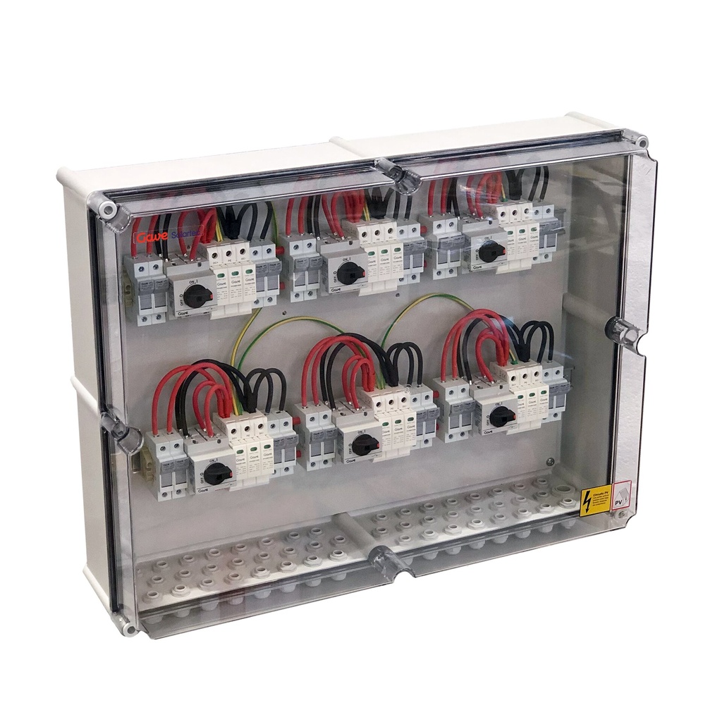 CAJA CONEXIÓN PV - 2 STRINGS x MPPT 1000V 25A FUS20A 6MPPT SALIDAS INDIVIDUALES GAVE