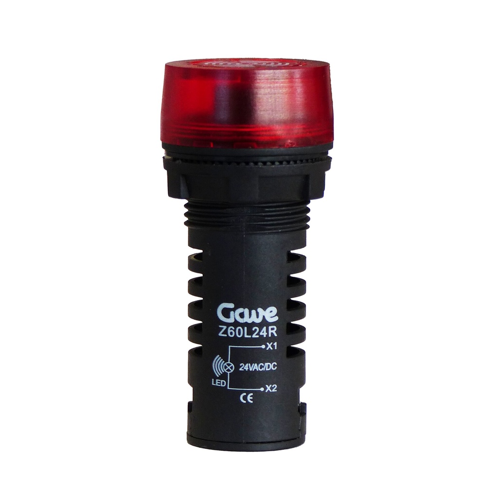 ZUMBADOR D.22MM  LUMINOSO INTERMITENTE  ROJO GAVE 24V