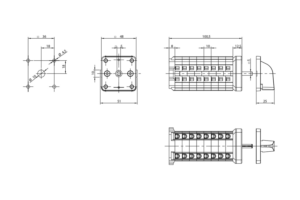 CONMUTADOR GAVE SIN 0 3P 5 POS.12A.D0
