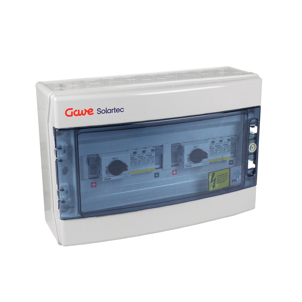 CAJA MODULAR GAVE CONEXION PV 1 STRING  FUSIBLE  20A + SECCIONADOR 25A + PROTECTOR SOBRETENSION II